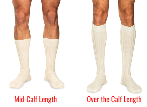 mid-calf and over the calf length cream wool dress socks