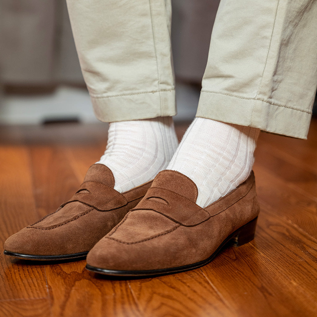 Grey Heather Merino Wool Over the Calf Dress Socks