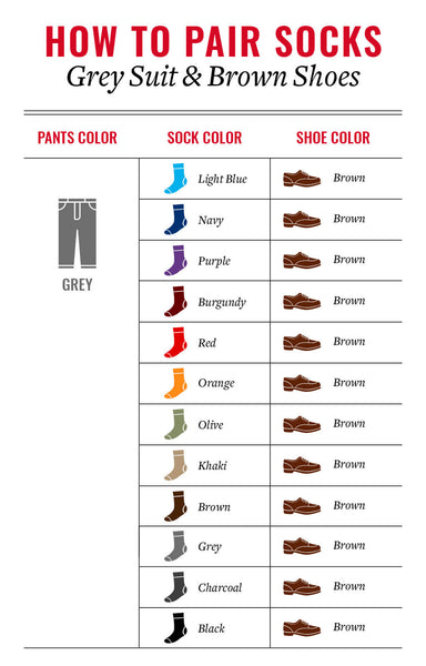 Introducir 105+ imagen grey pants brown shoes what color socks