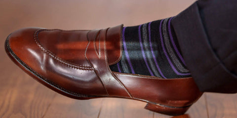 striped designer dress socks for men