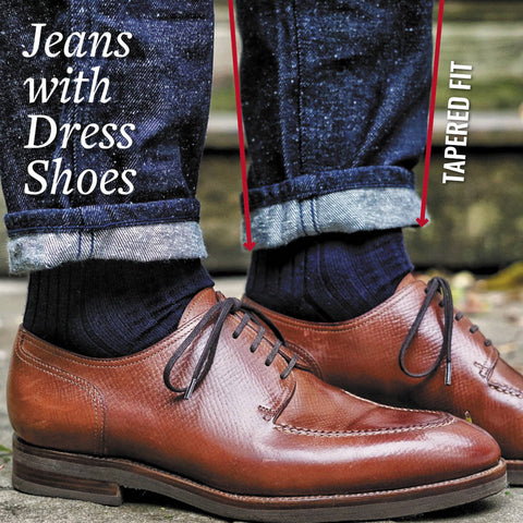 Rummelig Forholdsvis studieafgift How to Wear Jeans and Dress Shoes - Boardroom Socks