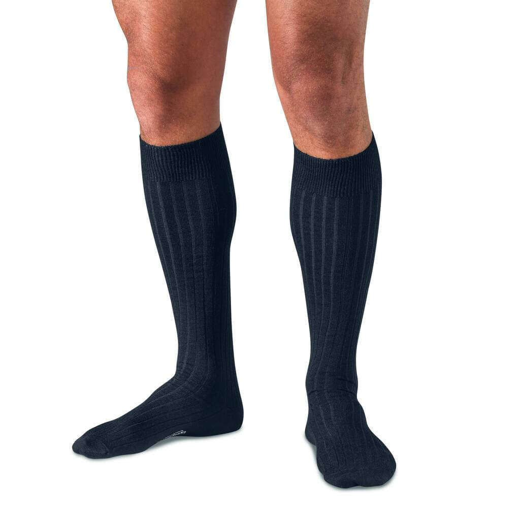 Black Merino Wool Mid Calf Dress Socks