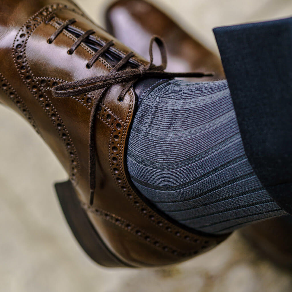 Navy Pima Cotton Over the Calf Dress Socks