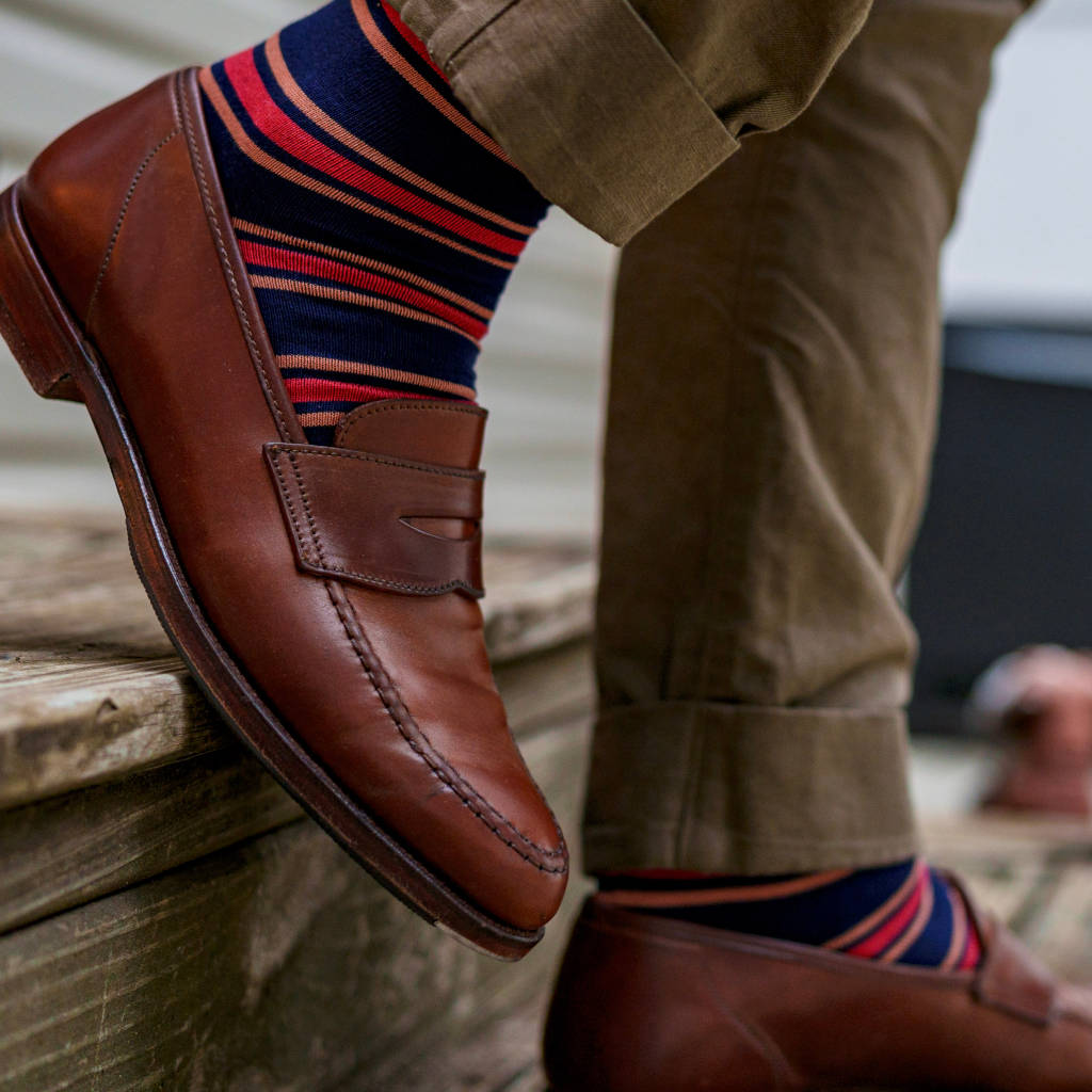 Pink Dots on Charcoal Merino Wool Mid-Calf Dress Socks