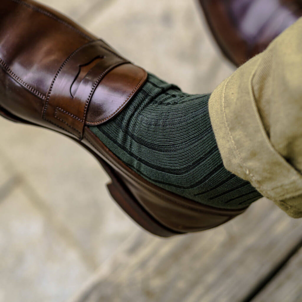 Olive Green Dress Socks | Made in USA by Boardroom Socks