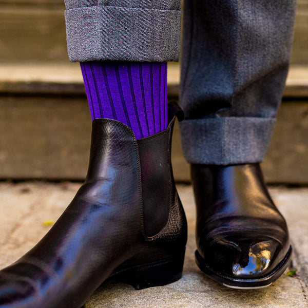 Purple Merino Wool Over the Calf Dress Socks - Boardroom Socks