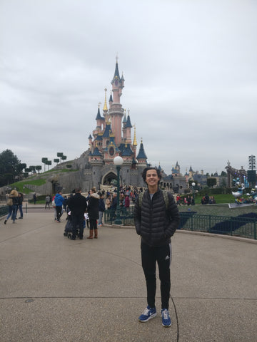 William at Euro Disney with bag on