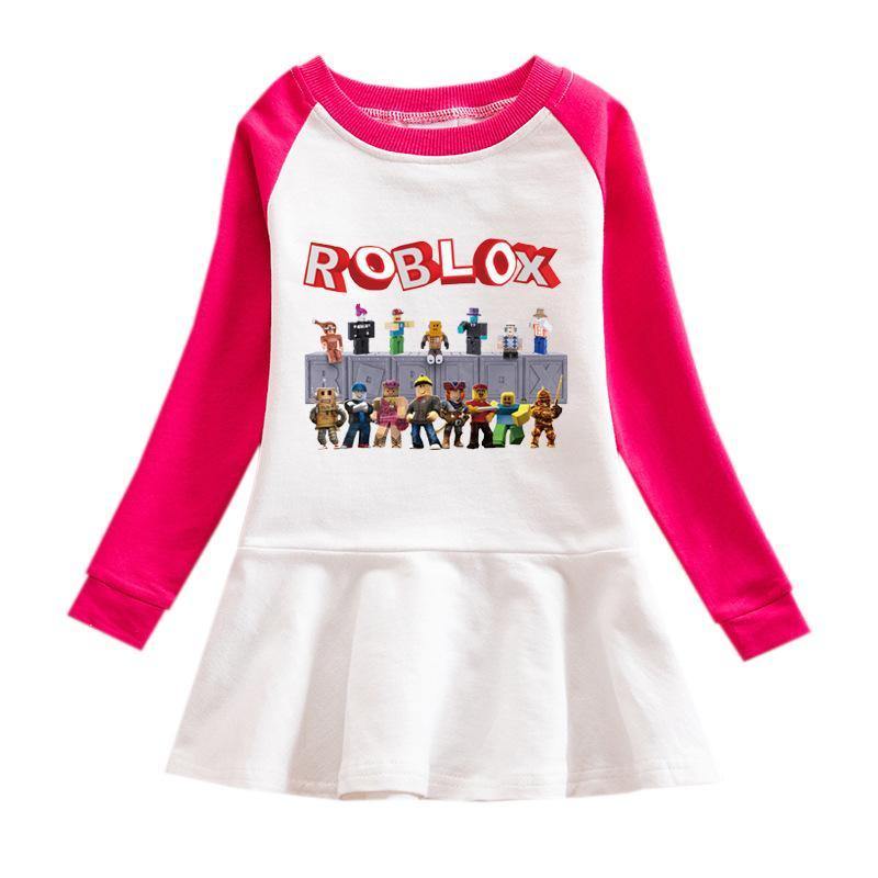 Roblox Figures Print Girls Long Sleeve Frill Cotton Sweatshirt Dress Fadcover - the pink flamingo workers outfit tpf roblox