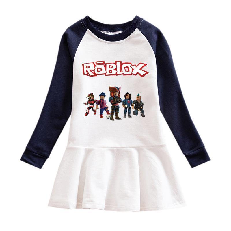 Girls Roblox Figures Print Long Sleeve Frill Cotton Sweatshirt - roblox skirt pattern