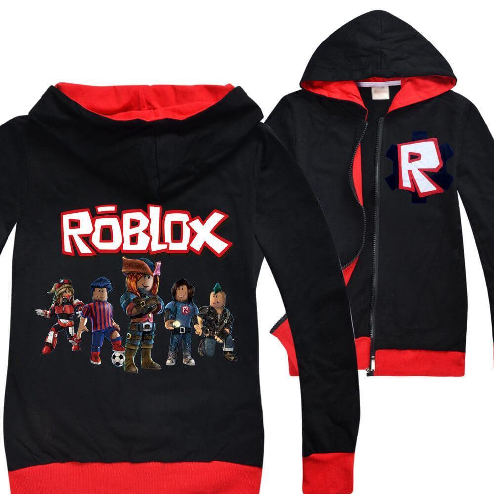 Roblox Character Print Girls Boys Zip Up Cotton Hoodie Black Grey Pink Fadcover - black swimsuit roblox