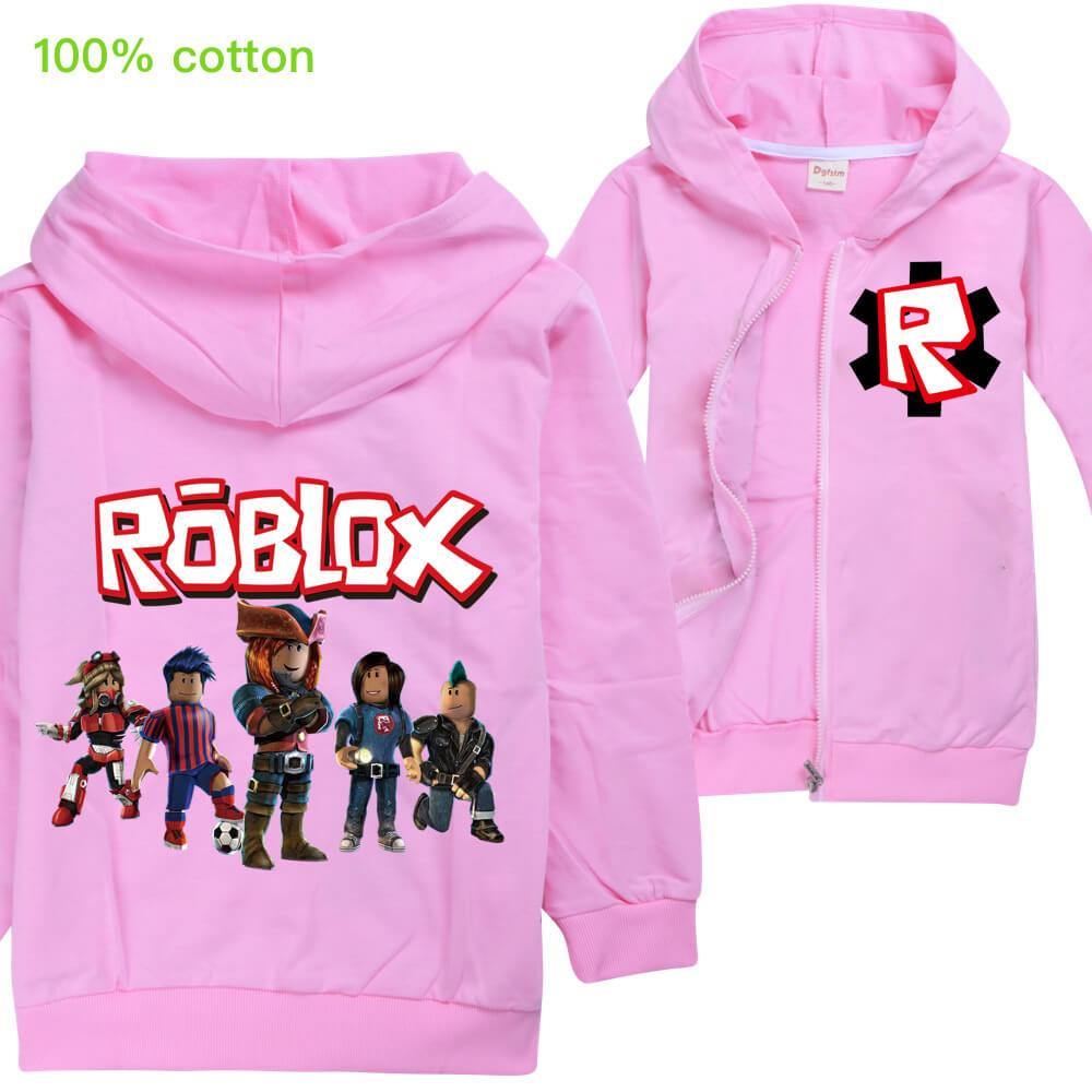 Roblox Character Print Girls Boys Zip Up Cotton Hoodie Black Grey Pink Fadcover - roblox pink bikini top