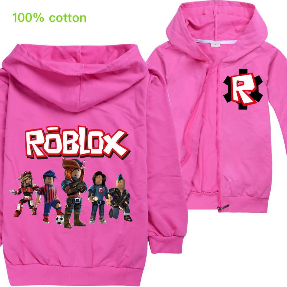 Roblox Character Print Girls Boys Zip Up Cotton Hoodie Black Grey Pink Fadcover - black sweatshirt zip roblox