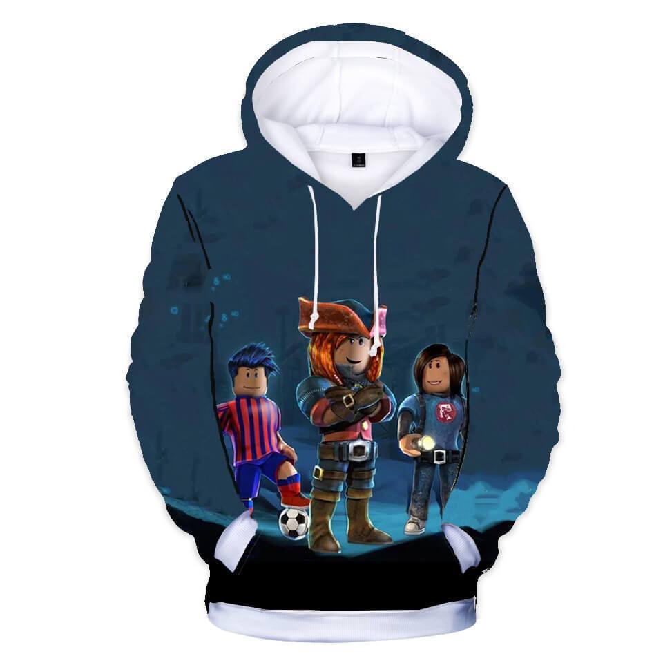 Papel De Parede De Roblox 3d Print Girls Boys Blue Cotton Hoodie - roblox builderman hoodie