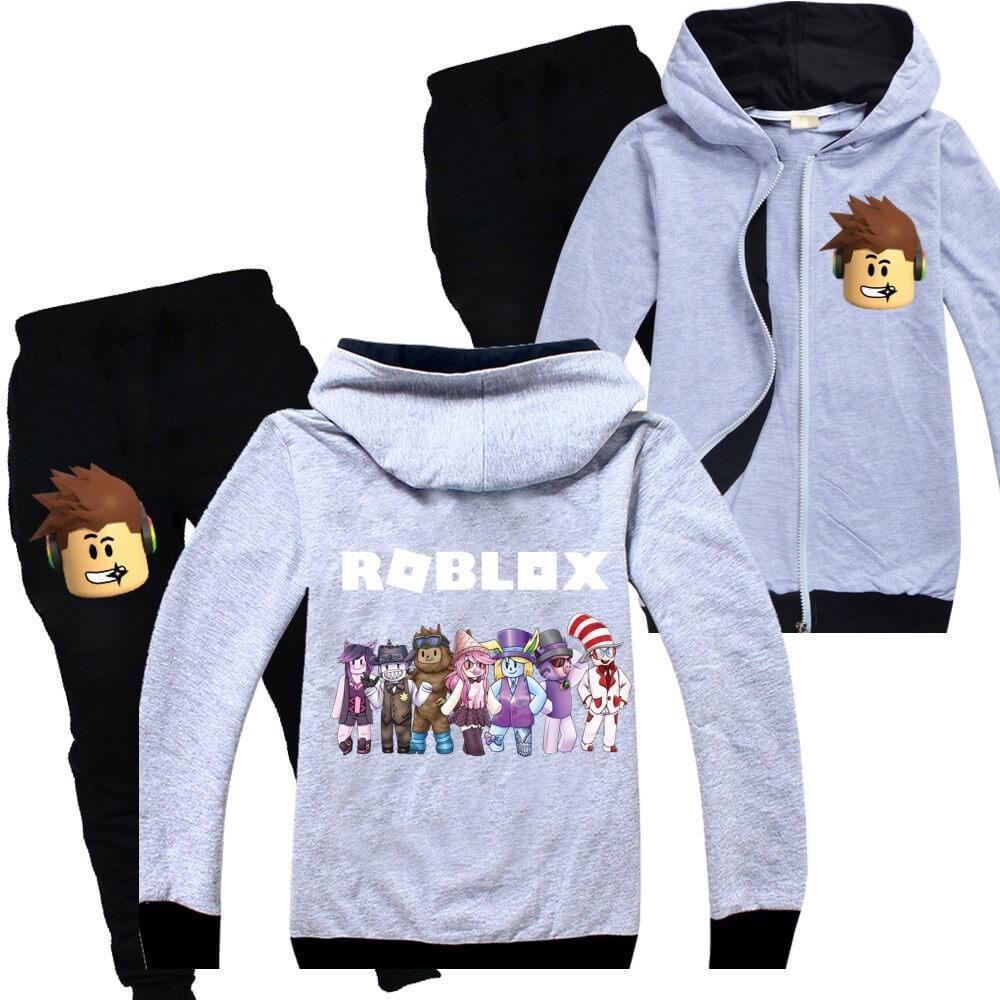 Roblox Figures Print Boys Girls Cotton Zip Up Hoodie N Sweatpants Suit Fadcover - sweatshirt and pants outfit roblox