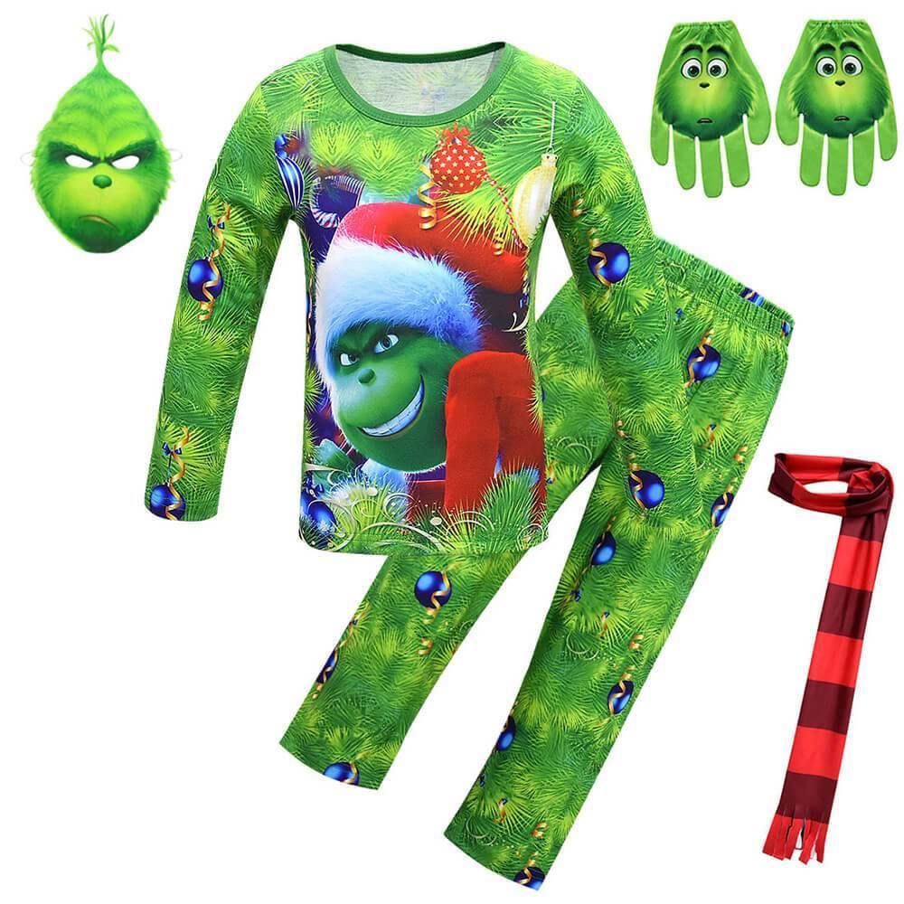Girls Boys The Grinch In Christmas Hat Kids Pajama Sleepwear Costume Fadcover - grinch pants roblox