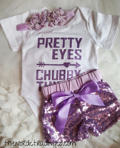 pretty eyes chubby thighs baby onesie