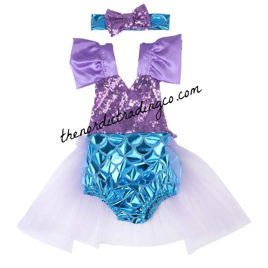 Little Mermaid Girl S 1st Birthday Romper Tutu Set Ideal Under The