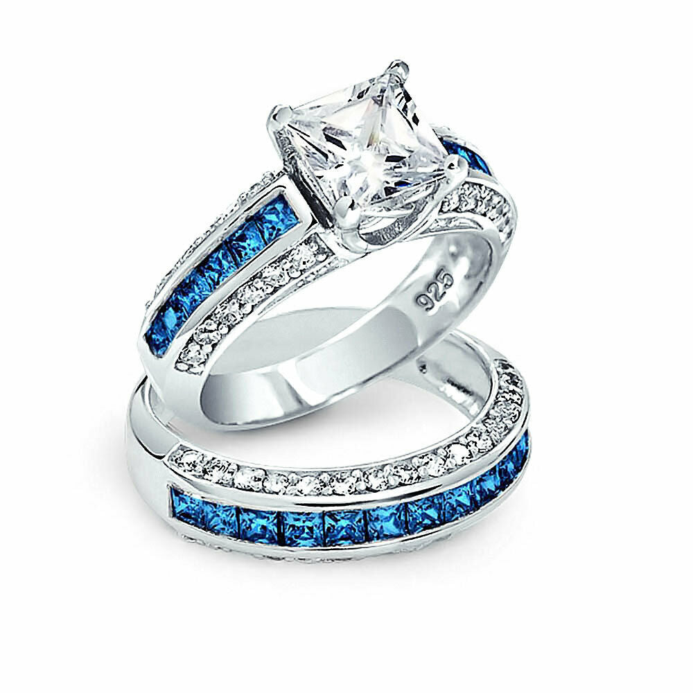 Thin Blue Line Wedding Ring 3ct 