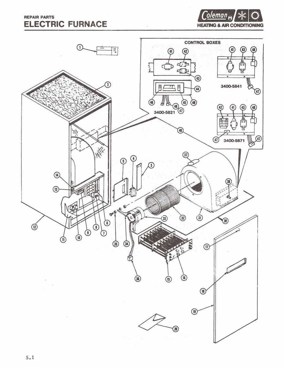 3400-718 Coleman Electric Furnace Parts – HVACpartstore coleman presidential furnace wiring diagram 2 