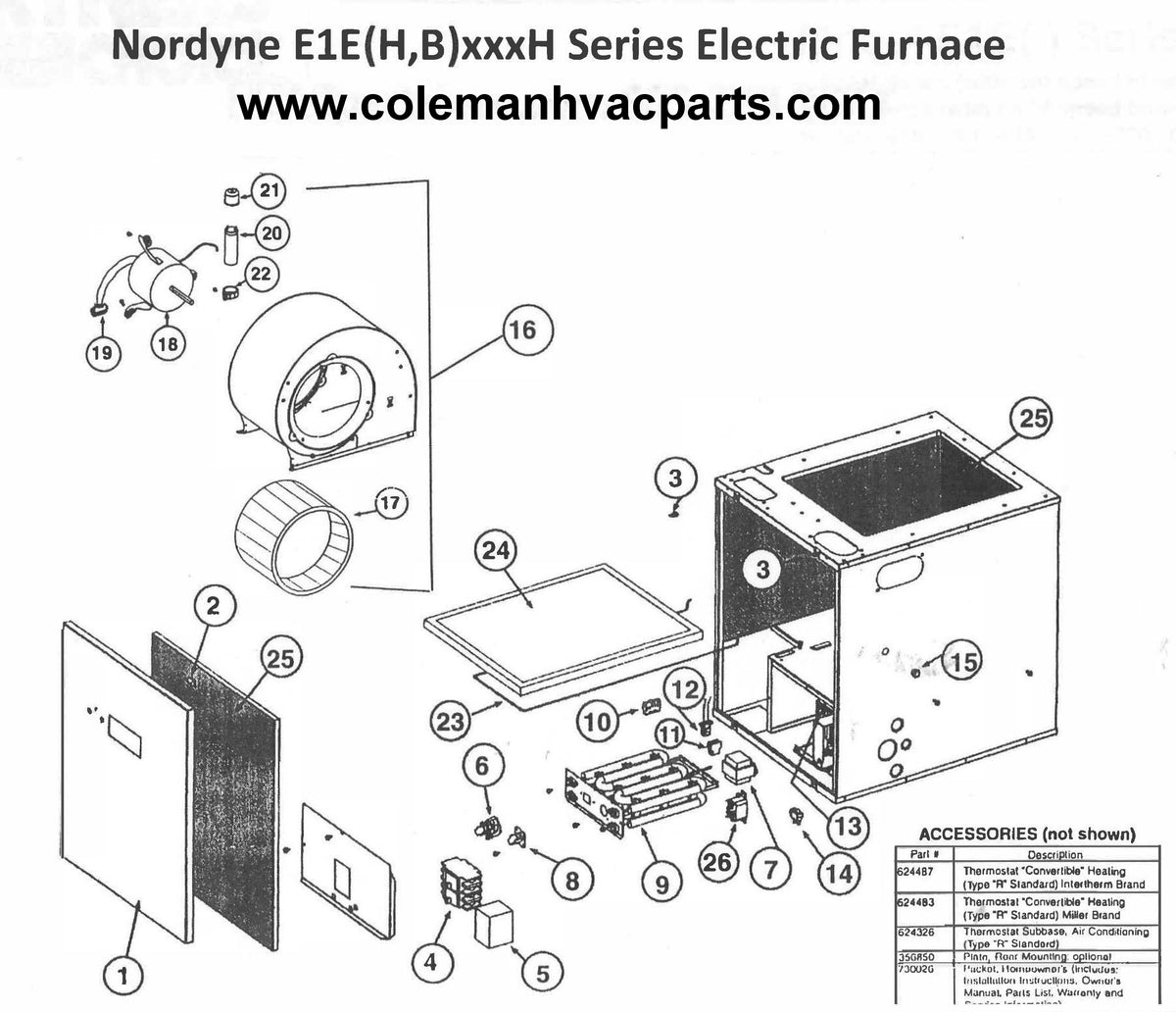 E1EH017H Nordyne Electric Furnace Parts – HVACpartstore intertherm gas furnace diagram 