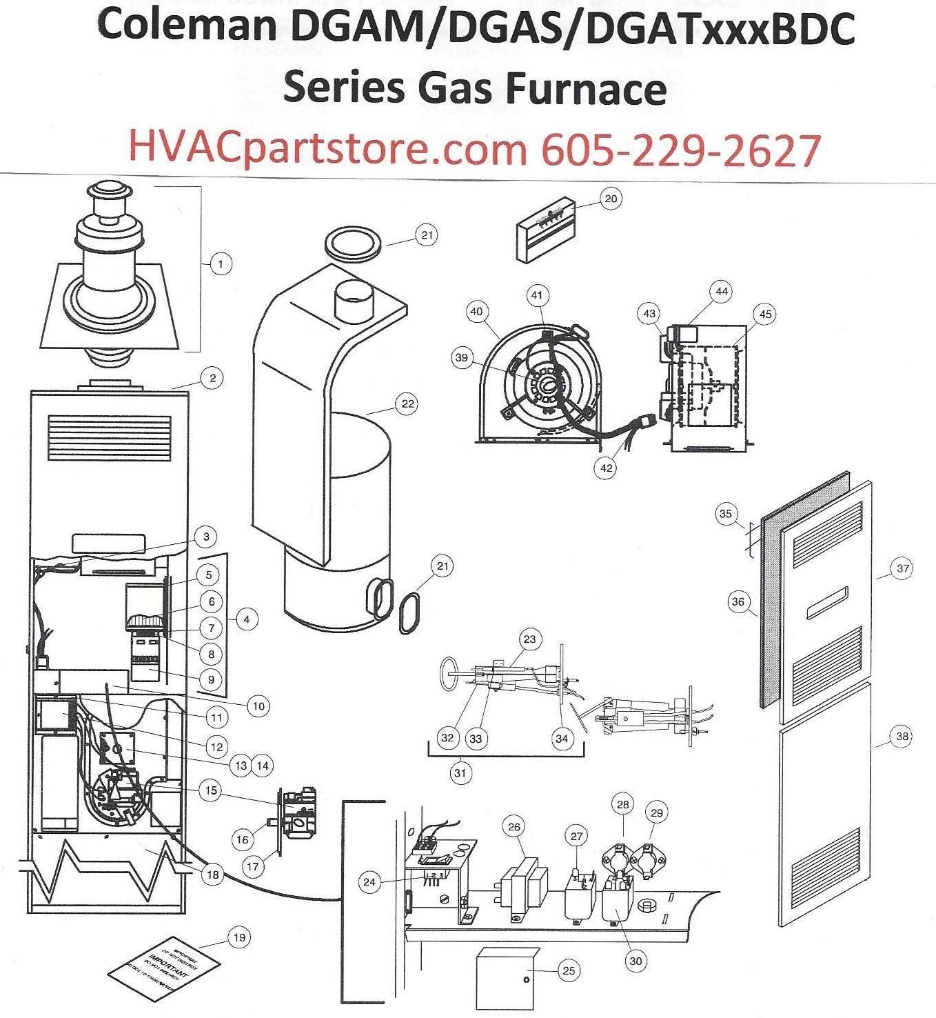DGAT090BDD Coleman Gas Furnace Parts – HVACpartstore hot air wiring diagram miller 