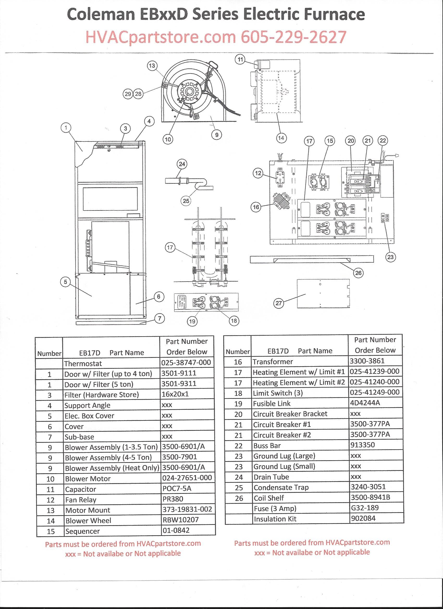 Coleman Electric Furnace Parts Diagram