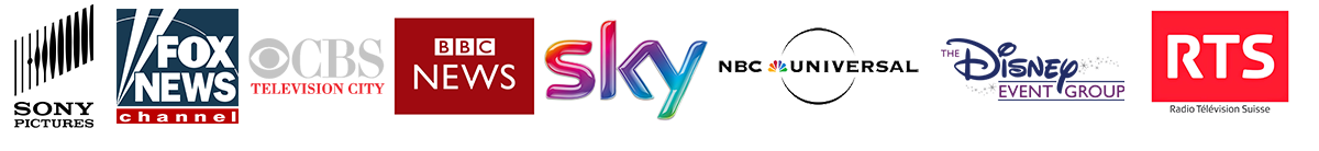 Customers include Sky News, BBC, Fox, Disney events and more