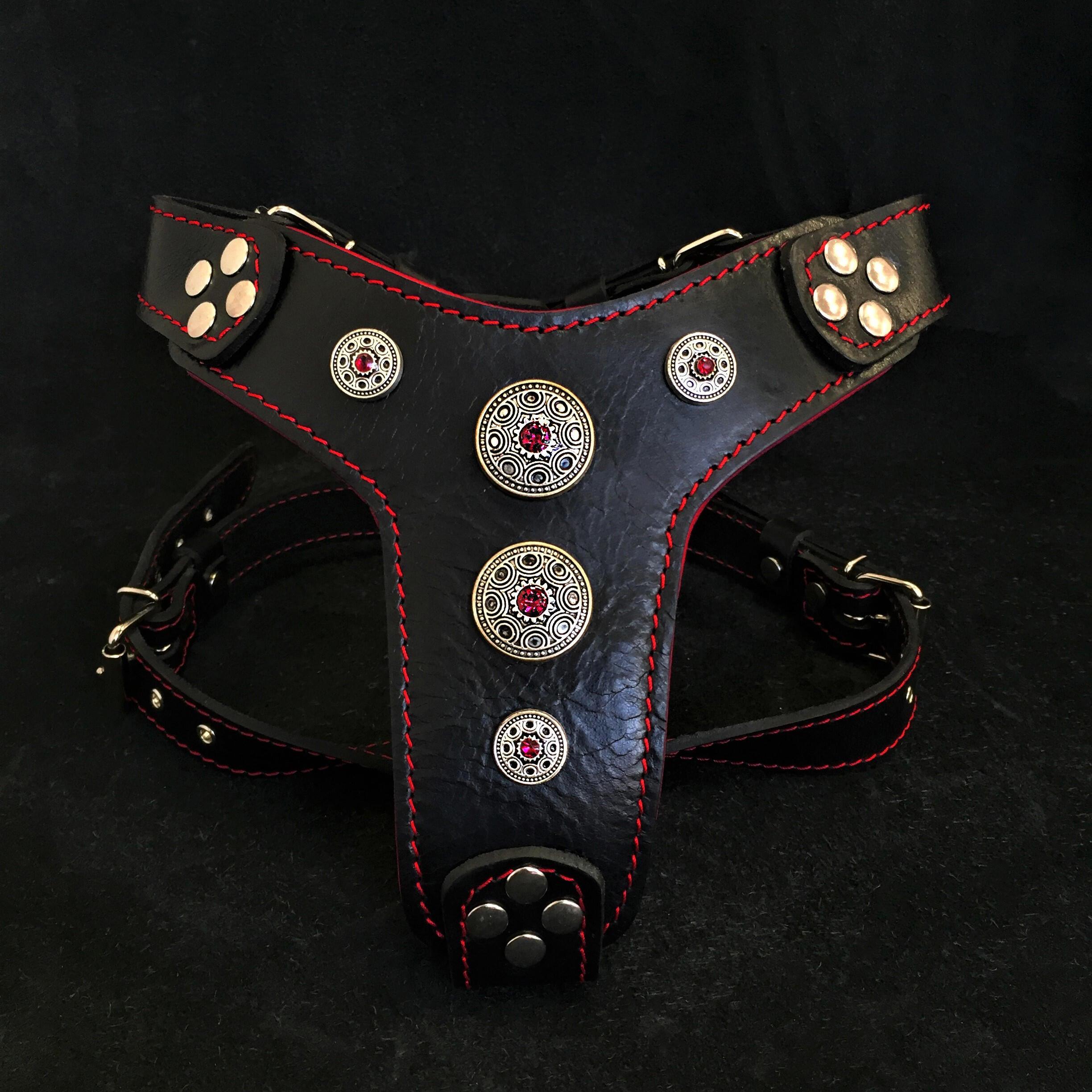 The ''Bijou'' harness Black & Red Small to Medium Size - Bestia Dog Gear product image