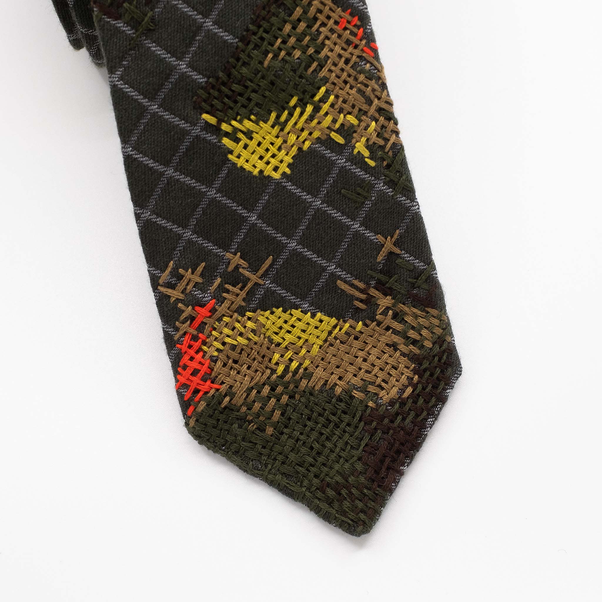 Green 'Organic Embroidered' Tie