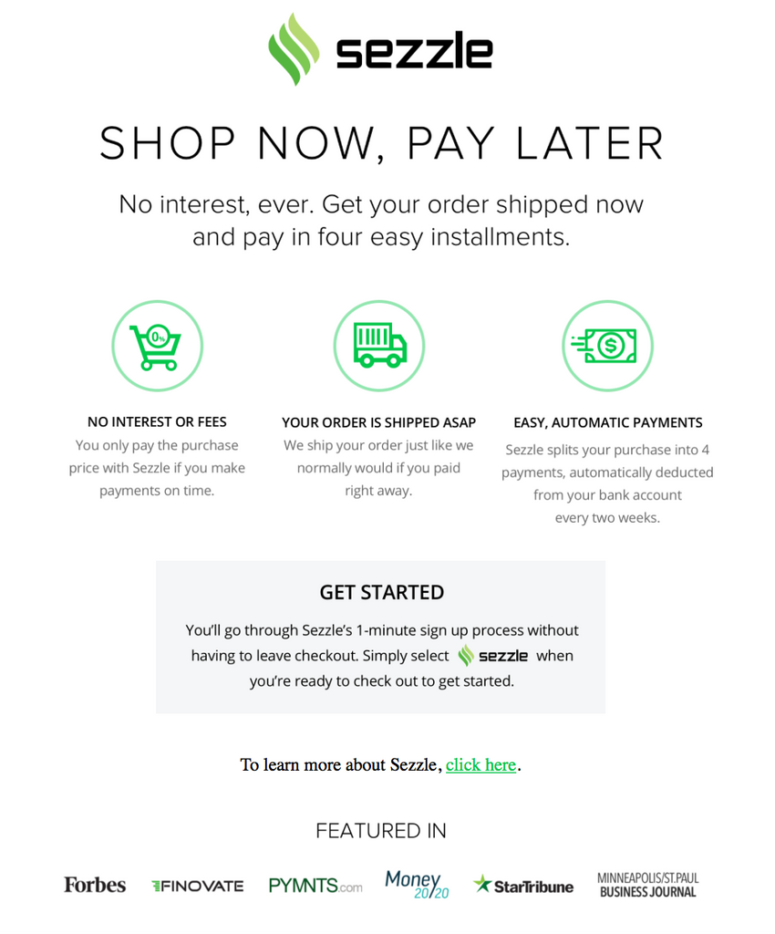 Shop Now, Pay Later with Sezzle