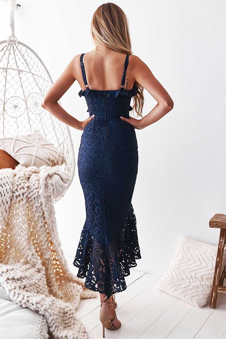 Buy Leanne Lace Midi Dress Navy Online | Miss Runway Boutique