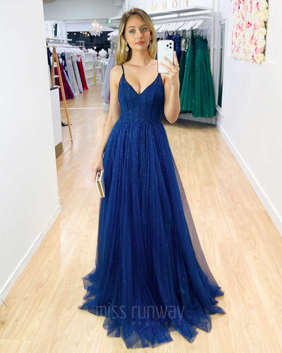 Masha Tulle Glitter Gown - Navy *[EXCLUSIVE]