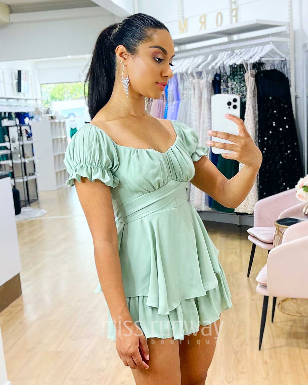 Masie Playsuit - Pistachio Green | Miss Runway Boutique