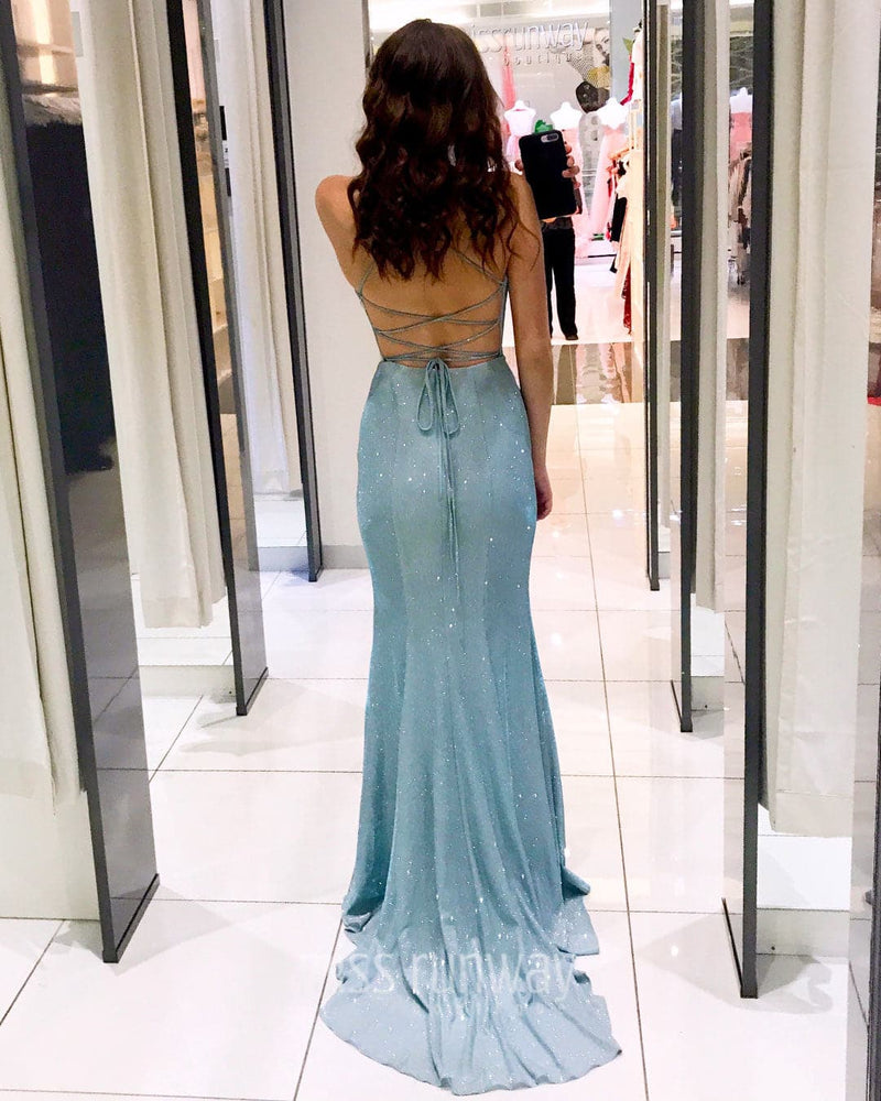 Paige Glitter Gown - Baby Blue Dress Formal