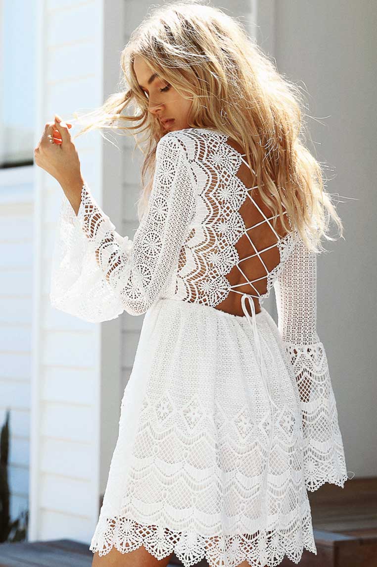 Romanian Lace Dress - White | Miss Runway Boutique