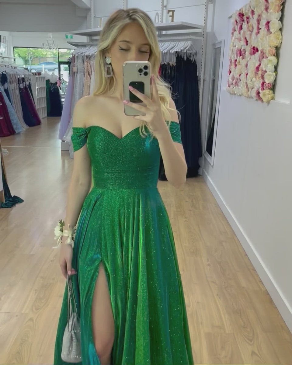 Victoria Glitter Gown - Emerald Green
