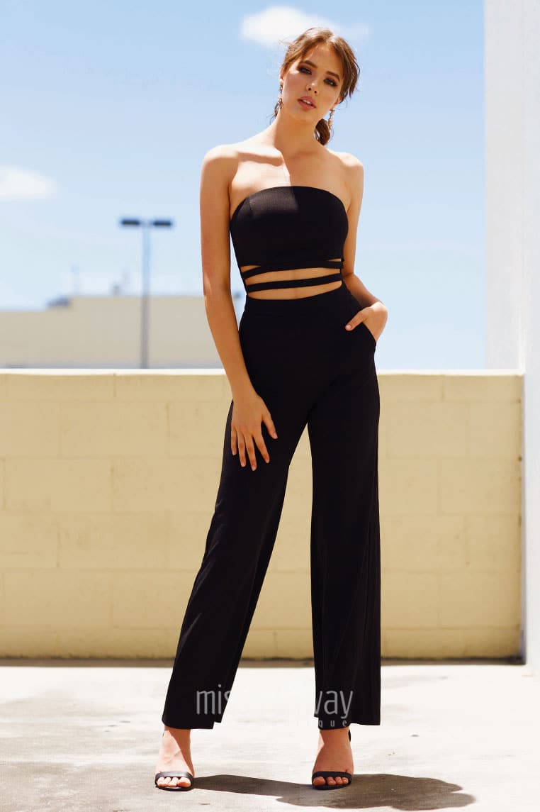 black jumpsuit tube top