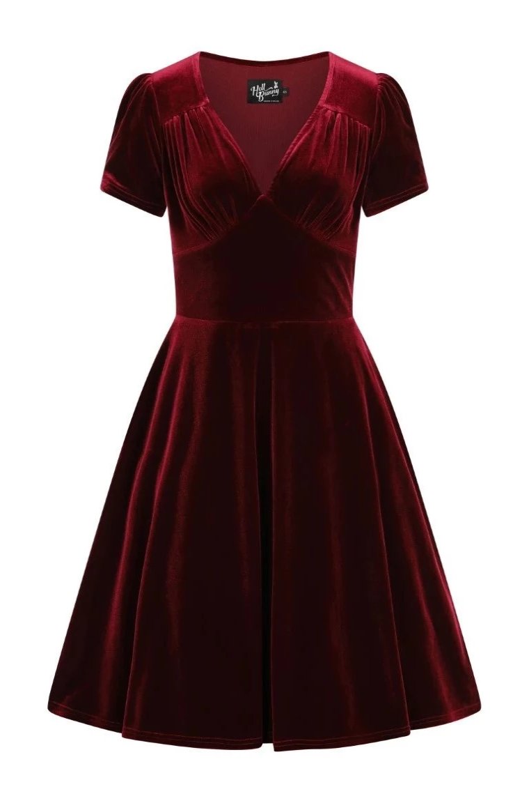 Joanne Dress in Burgundy by Hell Bunny 