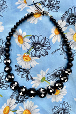Black and White Carved Beaded Necklace by Splendette