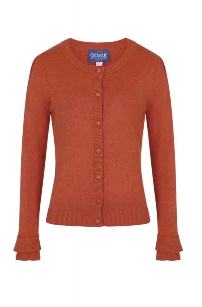 orange cardigan sweater