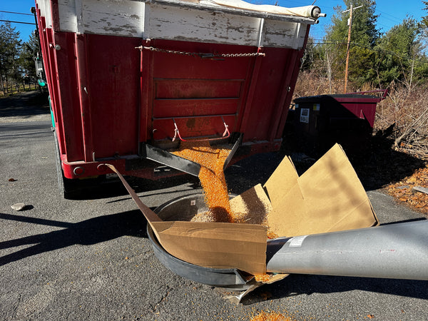 Dumping popcorn from old truck