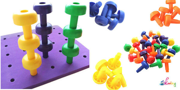 30Pcs Tall Stackers Peg Board - for Fine Motor Skills Occupational