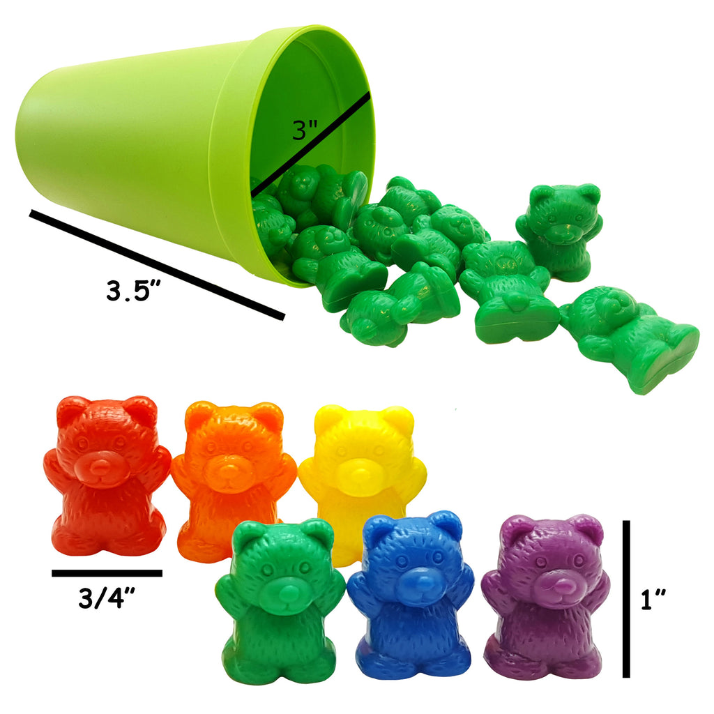 60 Rainbow Best Counting Bears Toys Cups, Color Sorting & Matching Toys