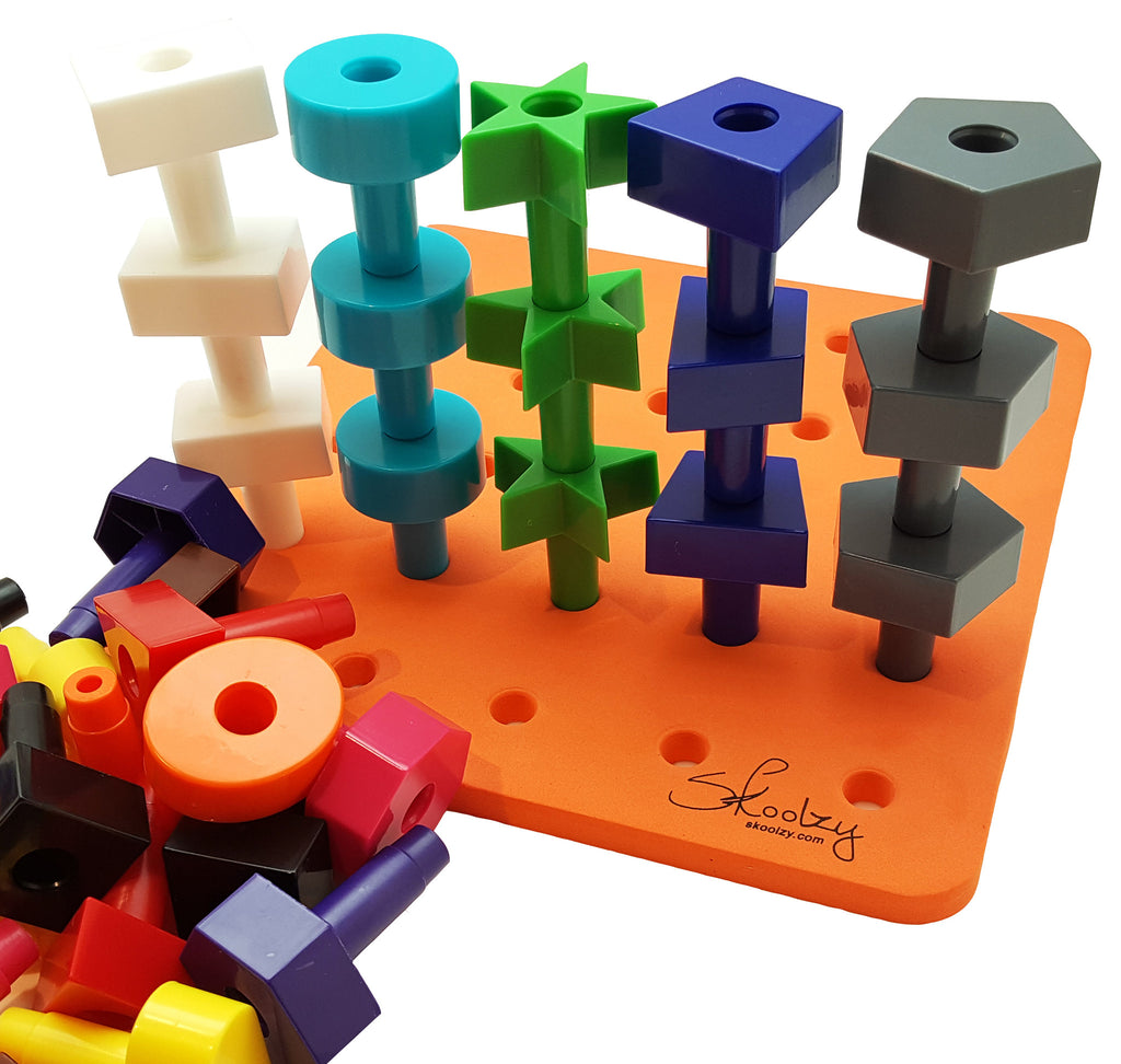 Skoolzy Stacking Toys - STEM Toddler Toys for 2, 3, 4 year old boys or