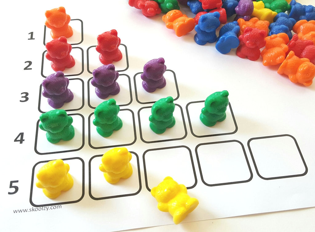 rainbow counting bears with matching sorting cups