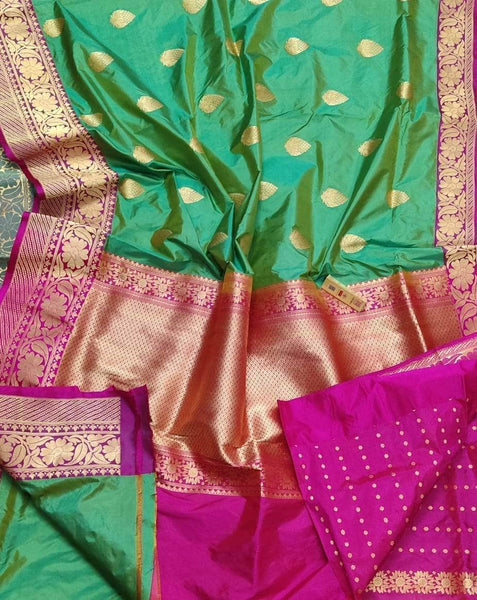 Banarasi Handloom Pure Khaddi Katan Silk Saree – FashionVibes