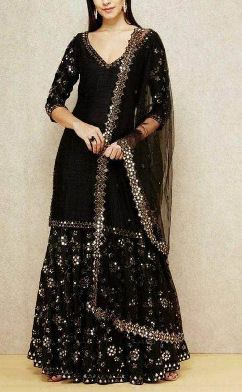 sharara suit design in black colour