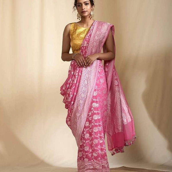 Exclusive Banarasi Khaddi Chiffon Georgette Silk Saree – FashionVibes