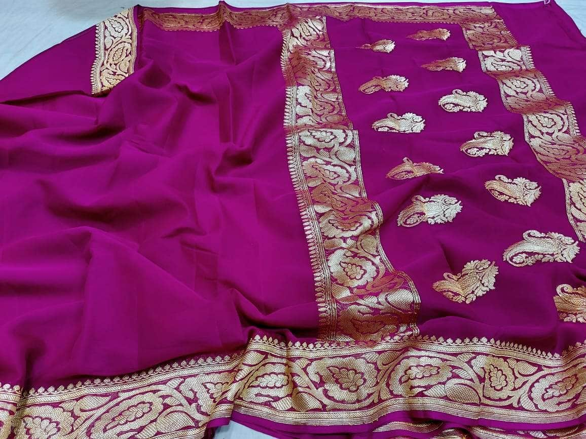 Chiffon Saree- Exclusive Handloom Banarasi Chiffon Khaddi Kariyal Saree ...