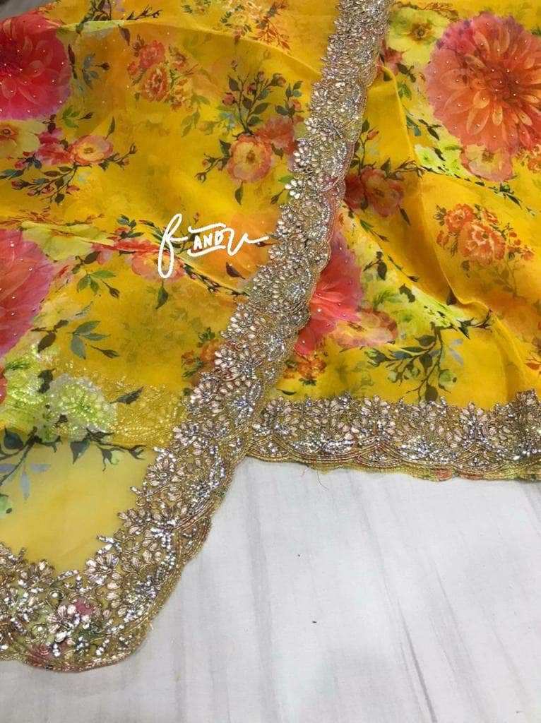 Floral printed Georgette Saree – FashionVibes